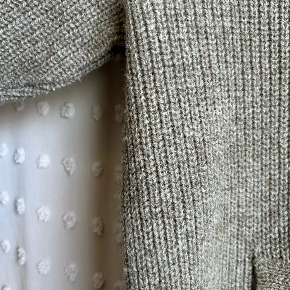 Shetland Edinburgh Wool Mill Button Up‎ Long Sleeve Sweater Tan Brown